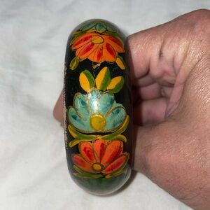 Vintage hand painted wooden bracelet 6”